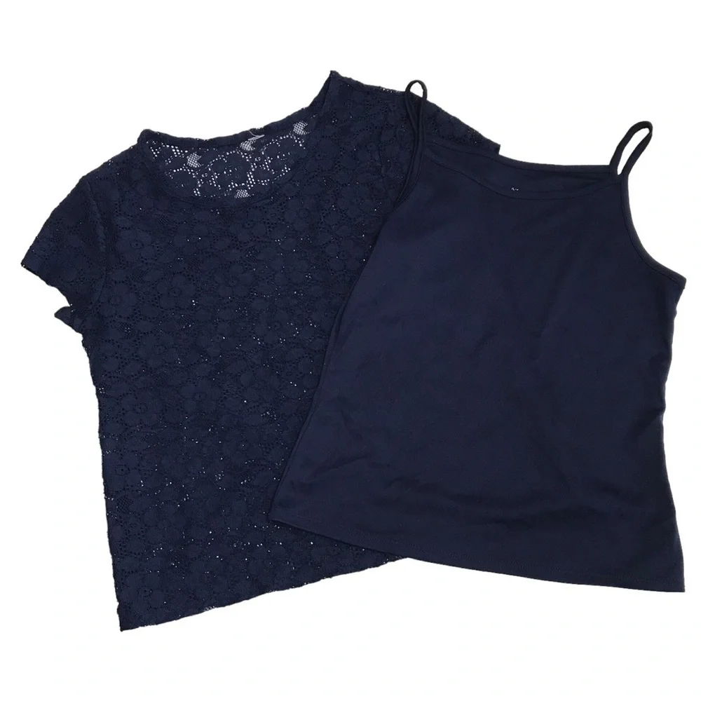 Justice 4 Piece Bundle Lace Blouse Blue Boho Blouse and Jean Skirt Size 14 14/16